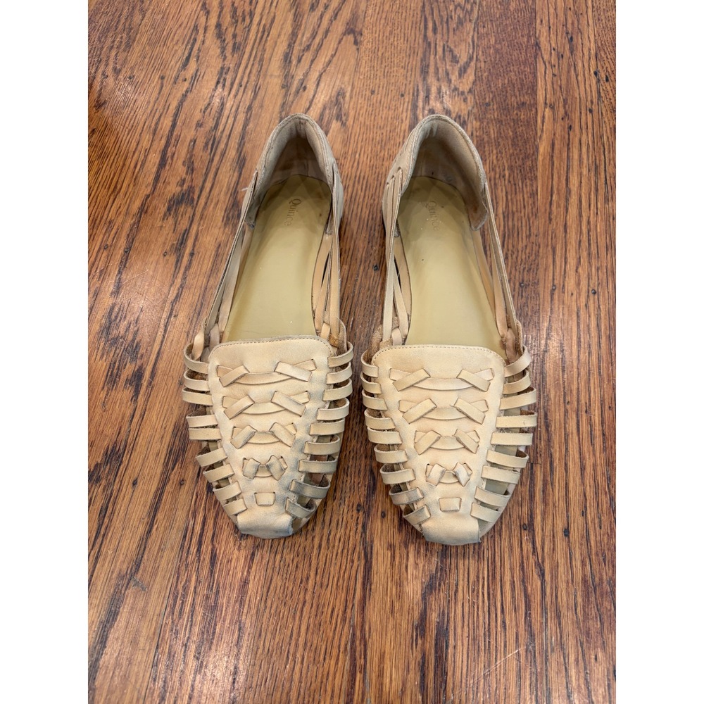 Quince 100% Leather Huarache Flat Cashew Womens Size 8